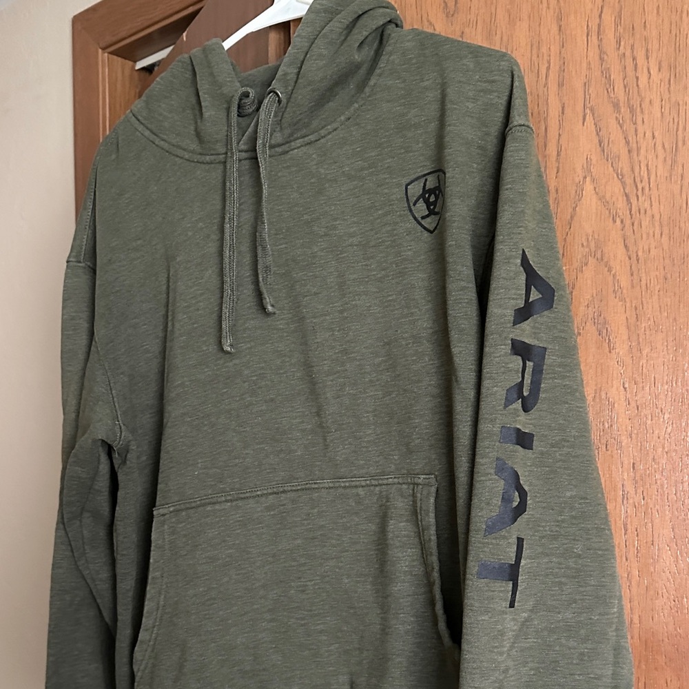 Ariat Men's Olive Green Crewneck Hoodie with Sleeve Logo